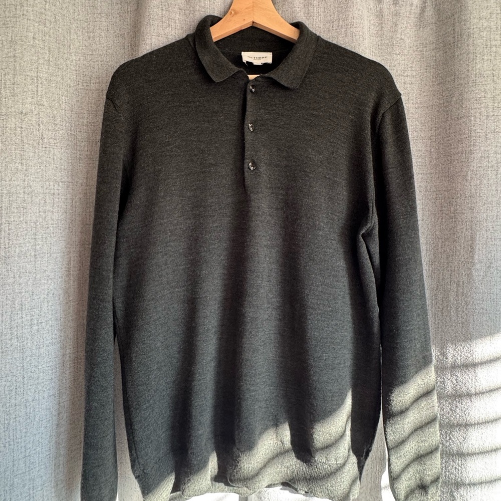 Dark Gray Polo Sweater - SEZANE - large